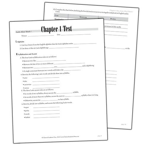 Latin Alive! Book 2 Test Packet