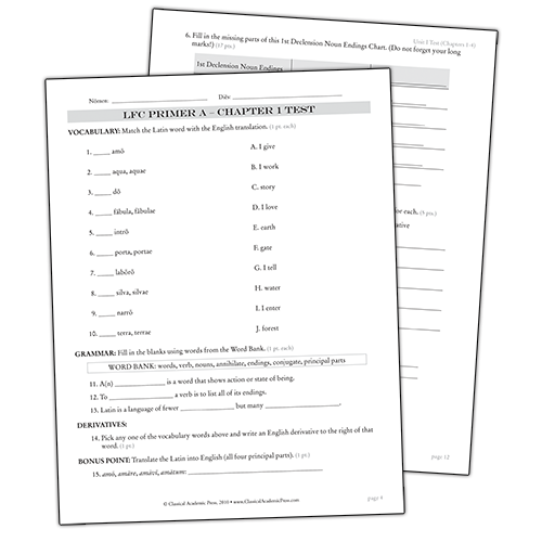 Latin for Children Primer A Test Packet